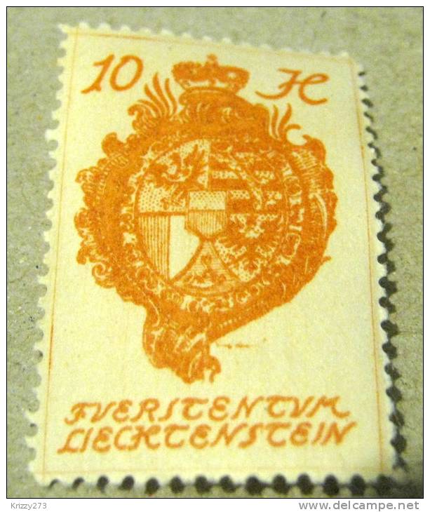 Liechenstein 1920 Coat Of Arms 10h - Mint - Nuevos