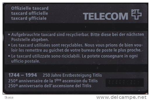 Suisse Taxcard 20, 250 Ans Ascension Mont Titlis - Switzerland