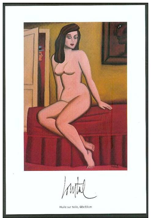 LOUSTAL : Superbe Carton Pin Up Brune Sexy Regards Toile, Dessin Inédit ©.2003 Christian Desbois !!! * XL Signé NEUF - Plakate & Offsets