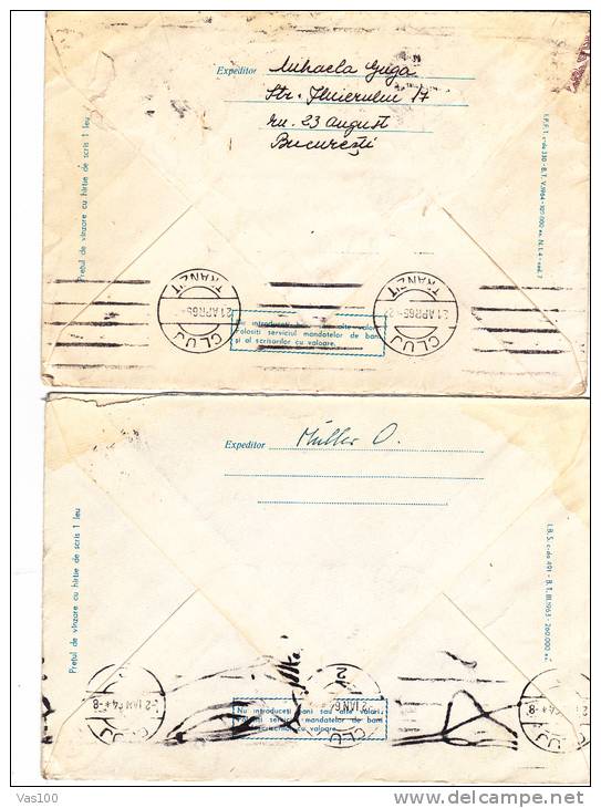 BUS, BUCHAREST,2X 1964, COVER STATIONERY, ENTIER POSTAL, SENT TO MAIL, ROMANIA - Bus