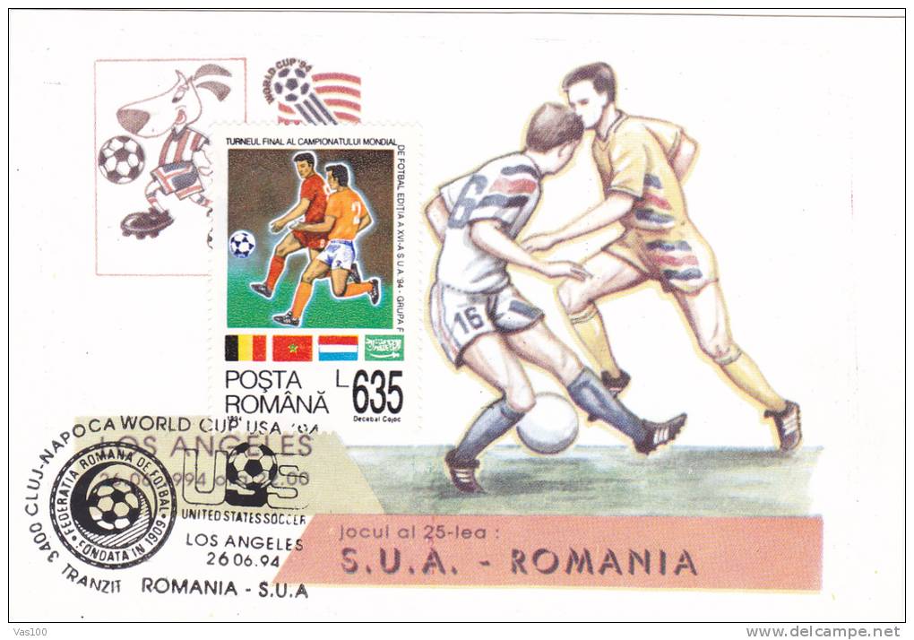 WORLD CUP, SUA-ROMANIA, 1994, CM. MAXI CARD, CARTES MAXIMUM, ROMANIA - 1994 – États-Unis