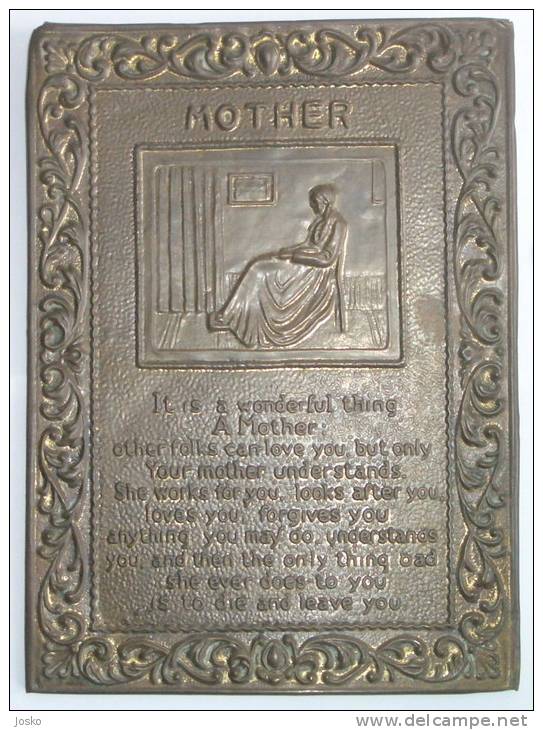 "MOTHER" It Is A Wonderful Thing A Mother ... By Elizabeth Johnson Harris VINTAGE TIN PLATE (Bronze) England British - Other & Unclassified