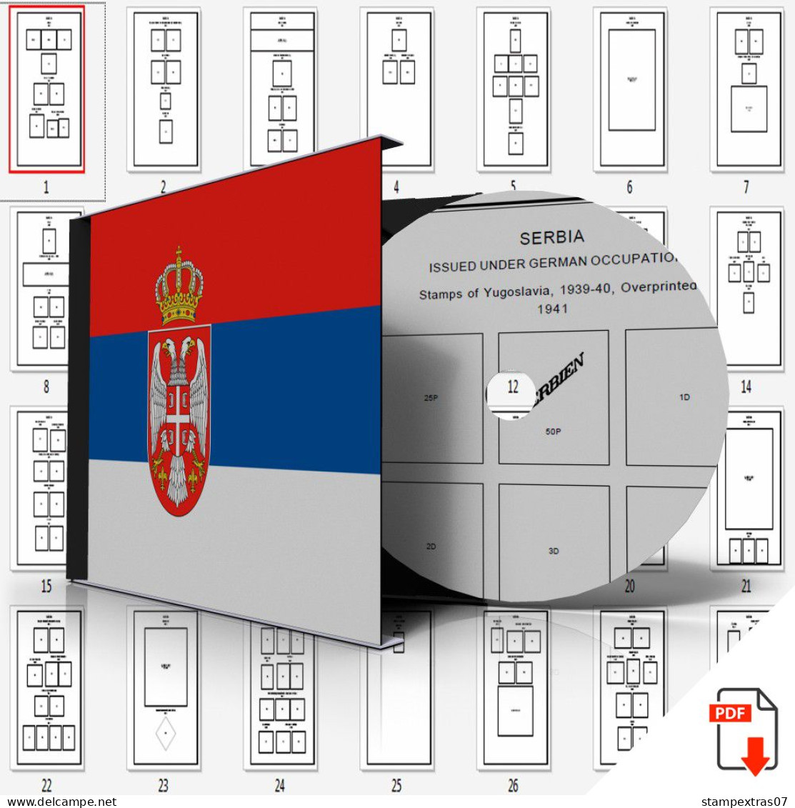 SERBIA STAMP ALBUM PAGES 1866-2011 (101 Pages) - Anglais