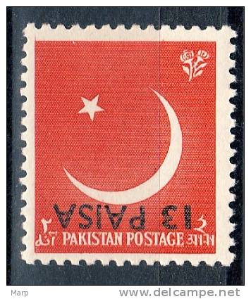 Pakistan ERROR INVERTED Overprinted 13 Paisa On Moon Stamp Mnh . - Pakistan