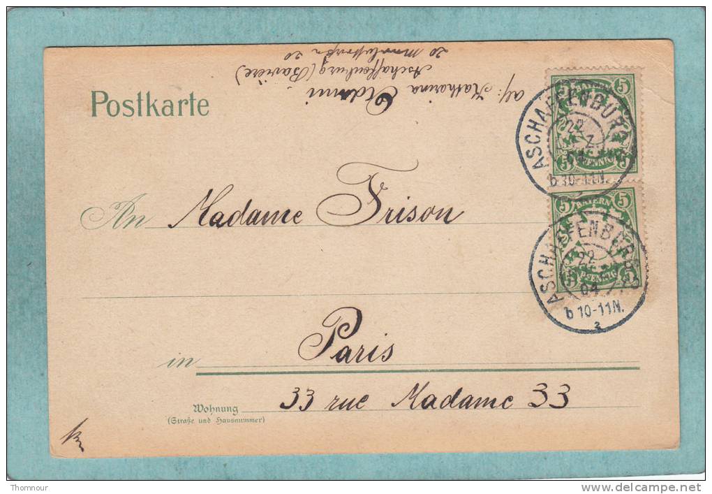 GRUSS  AUS  ASCHAFFENBURG  -  5 VUES -  1904  - BELLE CARTE PRECURSEUR - - Aschaffenburg