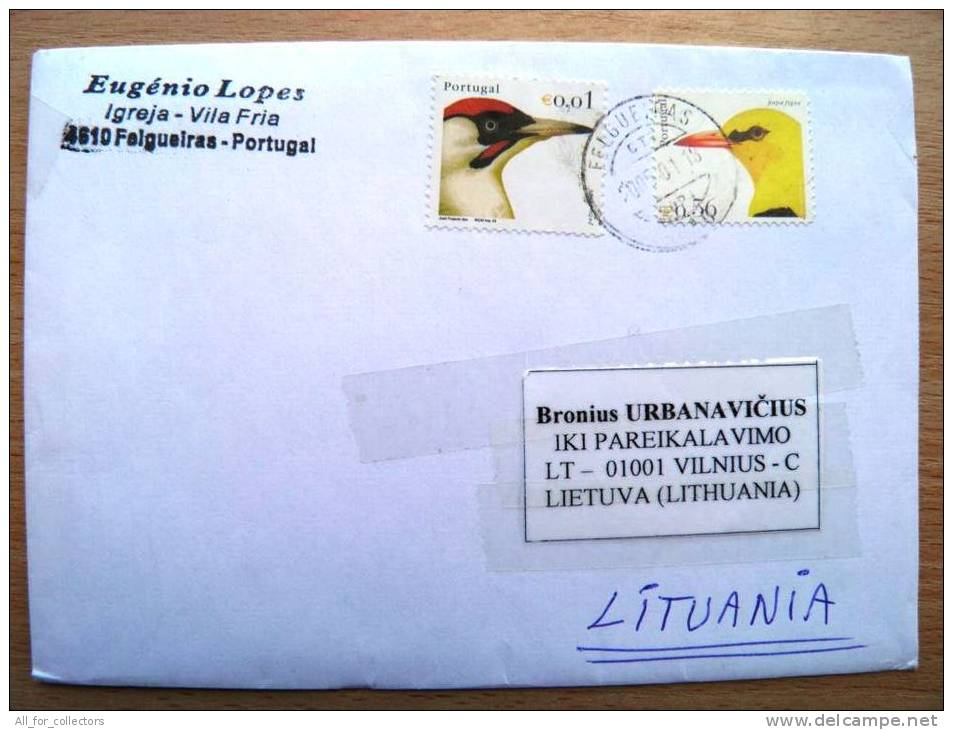 Cover Sent From Portugal To Lithuania, Birds Oiseaux - Brieven En Documenten