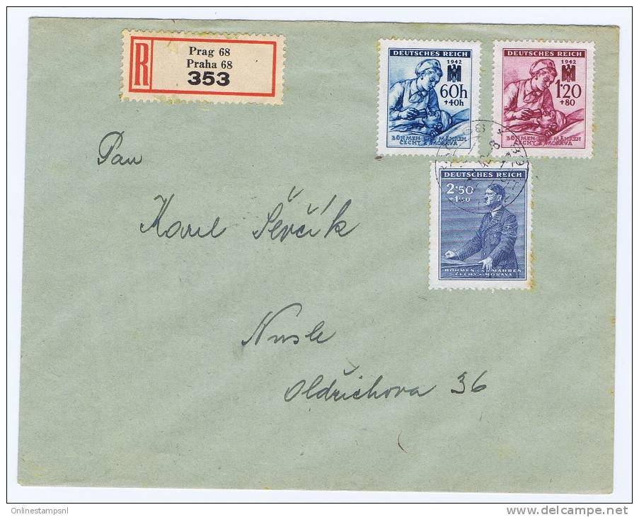 Böhmen + Mähren: Registered Cover 1942, Prag -&gt; Nusle - Lettres & Documents