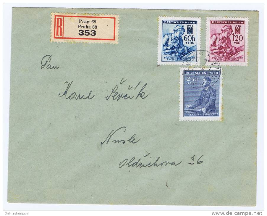 Böhmen + Mähren: Registered Cover 1942, Prag -&gt; Nusle - Briefe U. Dokumente