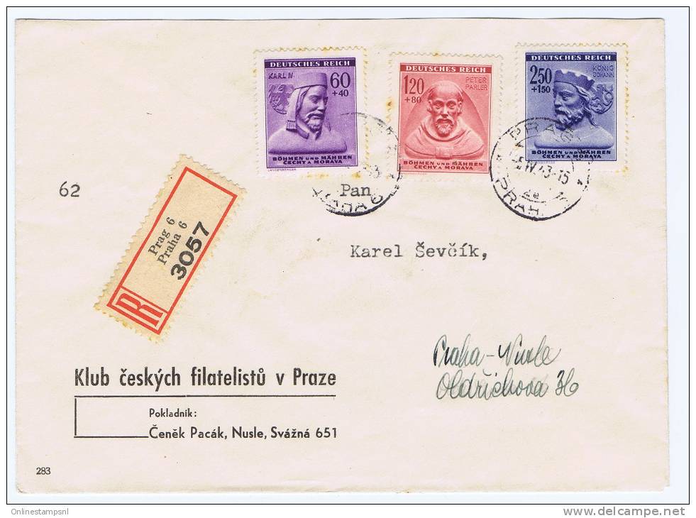Böhmen + Mähren: Registered Cover 1943, Prag - Briefe U. Dokumente