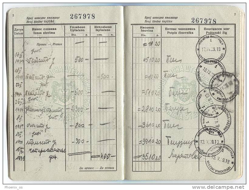 POSTAL SAVINGS BANK - Passbook, 1939. Kneževi Vinogradi,Village, Baranya , Kingdom Of Yugoslavia - Banque & Assurance