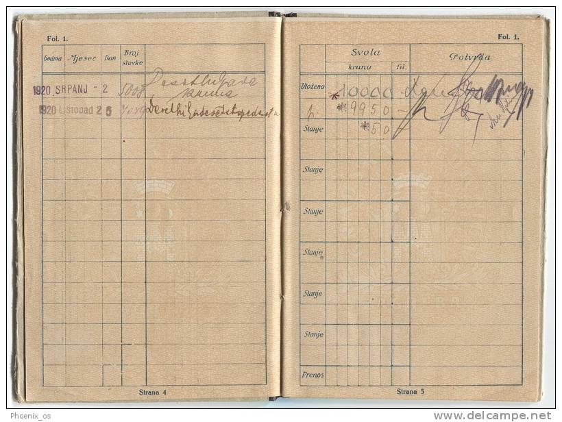 SAVINGS BANK - Passbook, 1920. Zagreb, Croatia - Bank En Verzekering