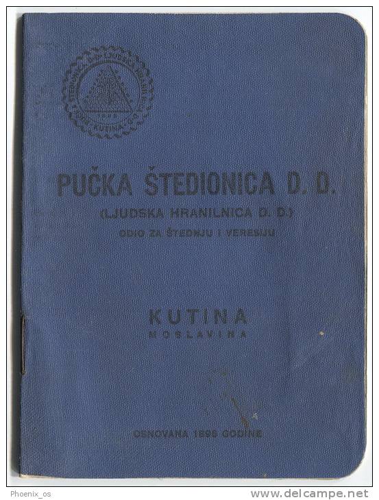 SAVINGS BANK - Passbook, 1937. Kutina, Kingdom Of Yugoslavia, Landmark - Banque & Assurance