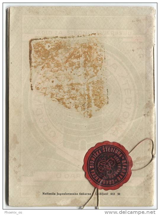 SAVINGS BANK - Passbook, 1930. Daruvar, Kingdom Of Yugoslavia, Landmark - Banque & Assurance