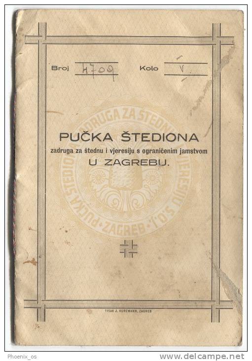 SAVINGS BANK - Passbook, 1933. Zagreb, Kingdom Of Yugoslavia, Landmark - Bank & Versicherung