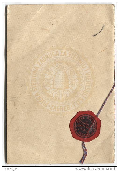 SAVINGS BANK - Passbook, 1933. Zagreb, Kingdom Of Yugoslavia, Landmark - Bank & Versicherung