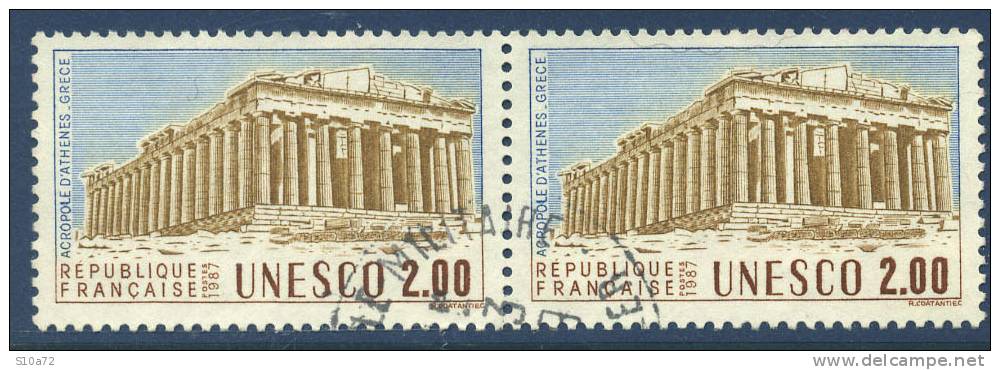 France - Service 98 Oblitéré En Paire - Patrimoine Mondial: L´acropole D´Athènes - Used