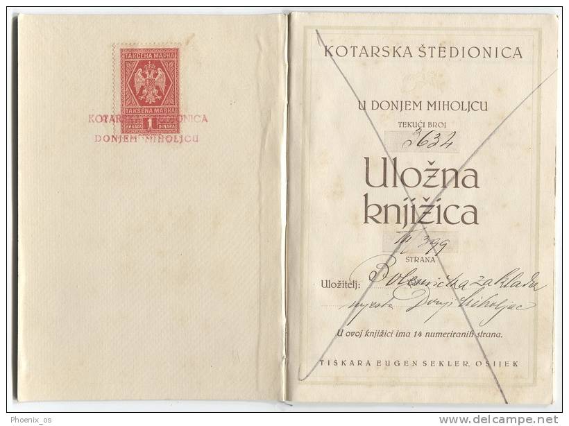 SAVINGS BANK - Passbook, 1934. Donji Miholjac, Kingdom Of Yugoslavia, Landmark - Bank & Versicherung