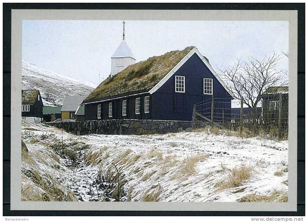 Faroes Post Office Postcard - Hvalvik Church - Faroe Islands