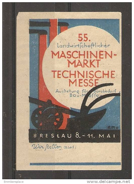 VIGNETTE - BRESLAU MASCHINEN-MARKT TECHNISCHE MESSE (MAY 8-11 19..?) - Vignette