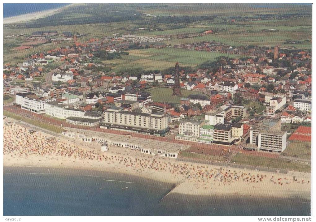 Alte AK Borkum Luftaufnahme Hauptbadestrand/Nordbad Und Hotelfront - Borkum