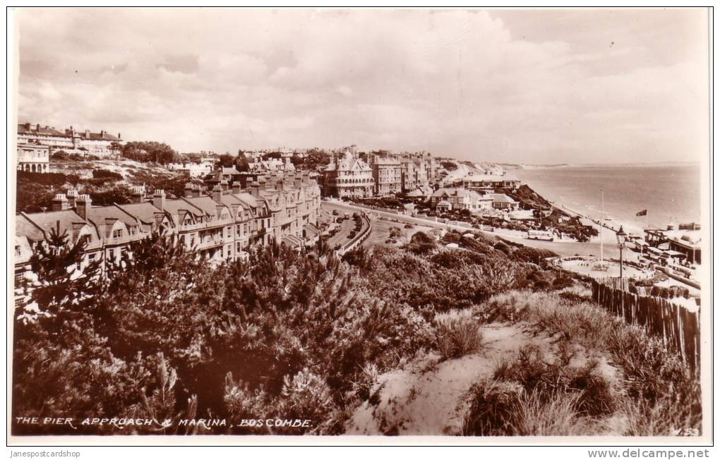 REAL PHOTOTGRAPHIC POSTCARD - THE PIER APPROACH & MARINA BOSCOMBE - BOURNEMOUTH - Bournemouth (hasta 1972)