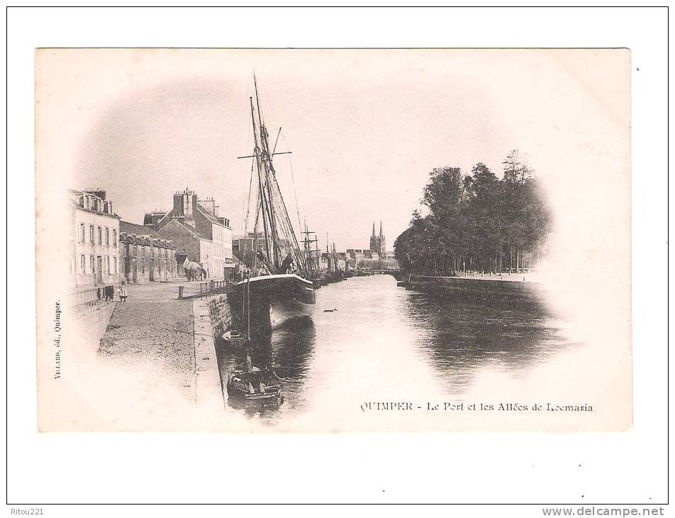 CPA 29 - QUIMPER - LE PORT ET LES ALLEES DE LOCMARIA - Bateau Peche PAQUERETTE QUIMPER - Villard éd.1904 - Autres & Non Classés