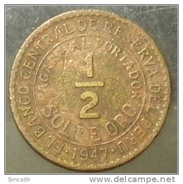 1/2 Sol De Oro 1947 - Perú