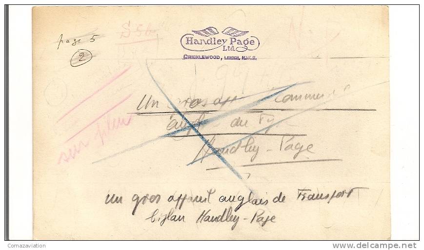 Aviation Biplan Handley-Page - Autres & Non Classés