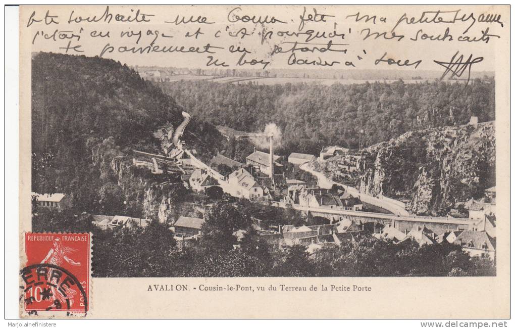 Dép. 89 - AVALLON - Cousin-le-Pont, Vu Du Terreau De La Petite Porte. Pionnière. Voyagée 1909 - Avallon