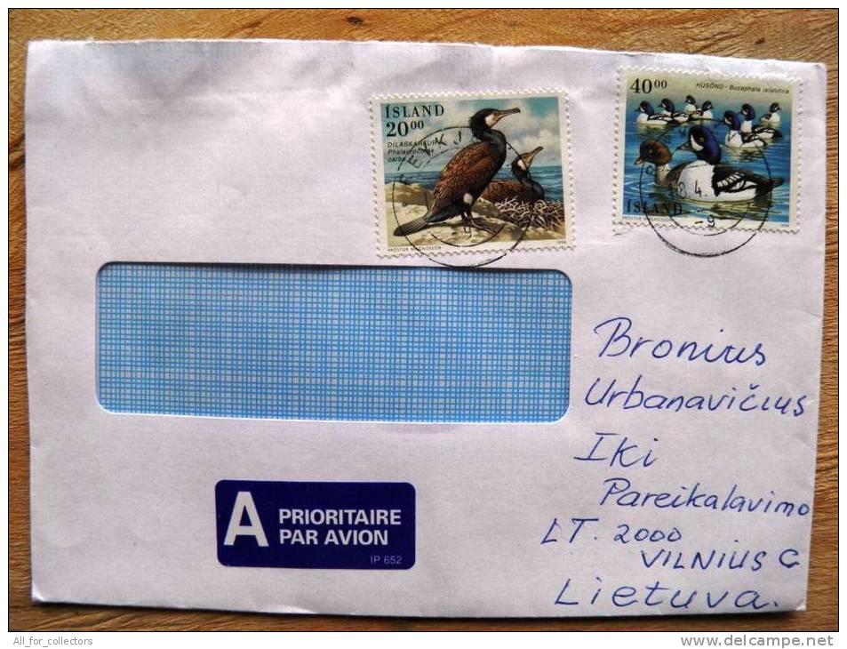 Cover Sent From Iceland To Lithuania, Birds Oiseaux Ducks - Briefe U. Dokumente