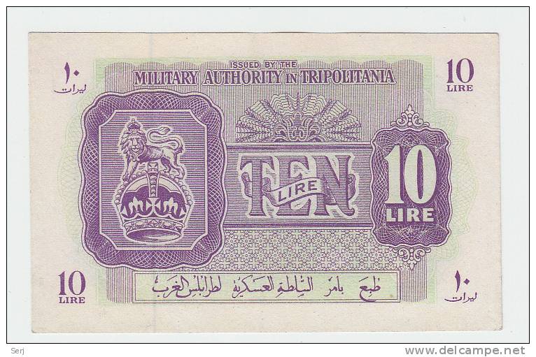 Libya Tripolitania 10 Lira 1943 WWII AUNC P M4 - Libye