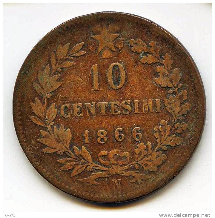 10 Centimi  "ITALIE"   1866 N TTB/VF - 1861-1878 : Vittoro Emanuele II