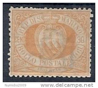 1892-94 SAN MARINO STEMMA 30 CENT MH * - RR10211 - Neufs