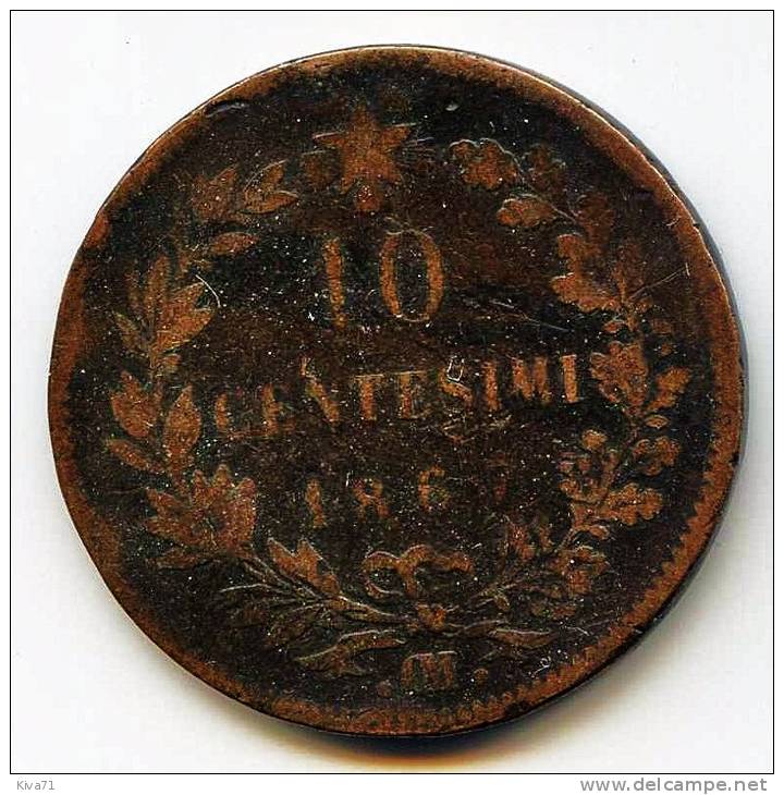 10 Centimi  "ITALIE"   1867 OM  TB/F+ - 1861-1878 : Vittoro Emanuele II