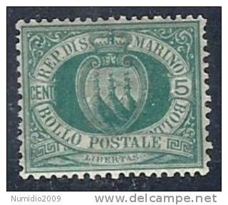 1894-99 SAN MARINO STEMMA 5 CENT MH * - RR10211 - Neufs