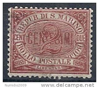 1894-99 SAN MARINO USATO CIFRA 2 CENT - RR10212 - Usados