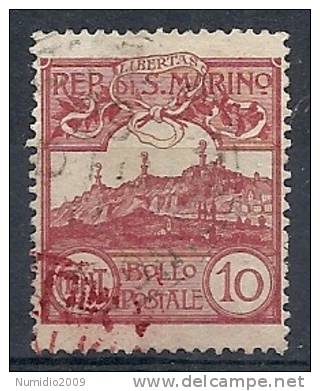 1903 SAN MARINO USATO VEDUTA 10 CENT - RR10213 - Oblitérés