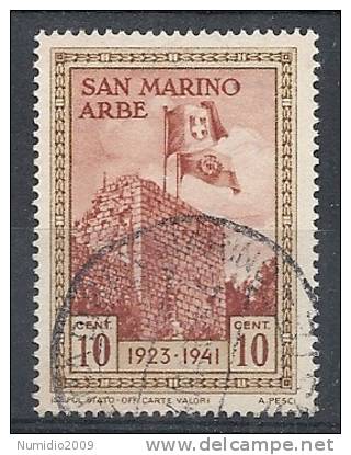 1942 SAN MARINO USATO ARBE 10 CENT - RR10220 - Oblitérés