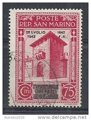 1943 SAN MARINO USATO CADUTA DEL FASCISMO 75 CENT - RR10223 - Usados