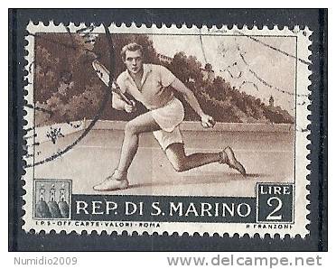 1953 SAN MARINO USATO PROPAGANDA SPORTIVA TENNIS 2 LIRE - RR10228 - Usados