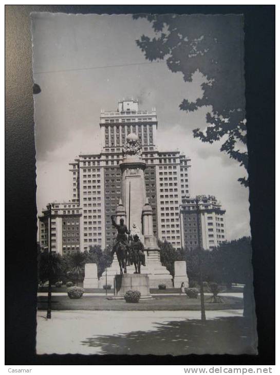 SPAIN Madrid 1955 To Barcelona Square Cervantes Quijote Post Card - Schrijvers