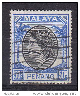 Penang 1954 Mi. 40      50 C Königin Queen Elizabeth II. - Penang