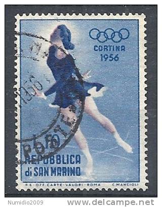 1955 SAN MARINO USATO CORTINA OLIMPIADI INVERNALI PATTINAGGIO 10 LIRE - RR10229 - Usados