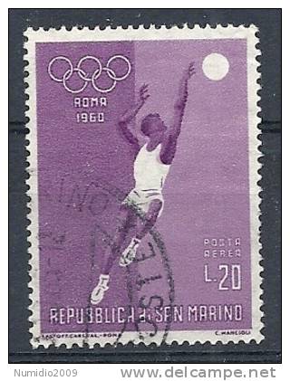 1960 SAN MARINO USATO OLIMPIADI DI ROMA POSTA AEREA BASKET 20 LIRE - RR10229 - Luftpost