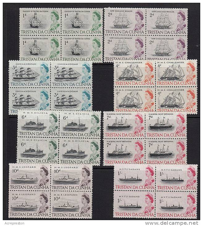 Msc469 Tristan Da Cunha, 1965 Definitives, Unmounted Mint Blocks, Not Complete Set  (cv = &pound;44+) - Tristan Da Cunha