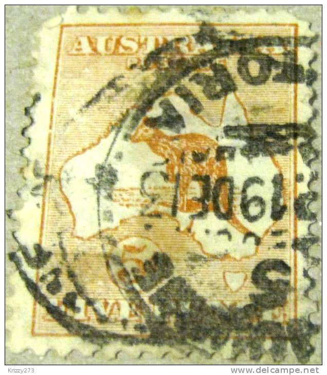 Australia 1913 Kangaroo And Map Of Australia 5d - Used - Gebraucht