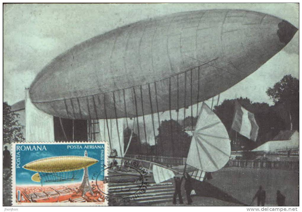 Romania-Maximum Postcard 1978- Dirigible "Santos Dumont" In 1901 - Zeppelin