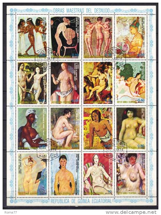 BIG60 - GUINEA EQUATORIALE , Foglietto "Maestras Del Desnudo" Usato - Desnudos