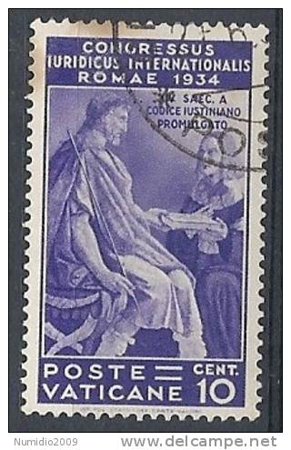 1935 VATICANO USATO CONGRESSO GIURIDICO 10 CENT - RR10288 - Oblitérés