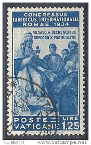 1935 VATICANO USATO CONGRESSO GIURIDICO 1,25 LIRE - RR10291 - Oblitérés